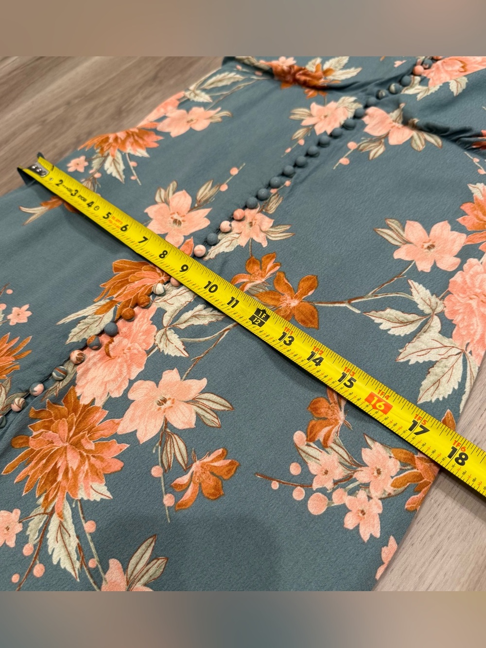 Petal & Pup Teal Floral Maxi Dress Retro Boho Cottagecore Size Large - Picture 11 of 12